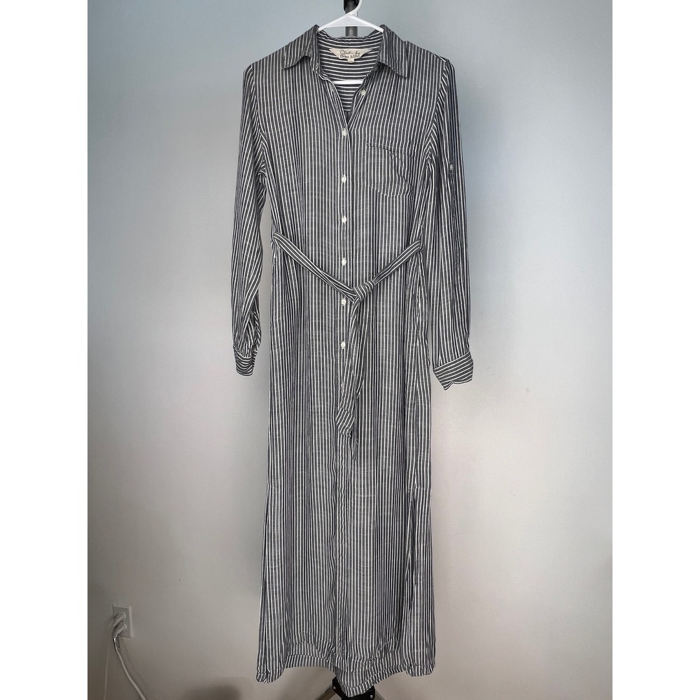 Dress Addict Striped Maxi Shirt Dress Blue White Modal XS French‎ Design